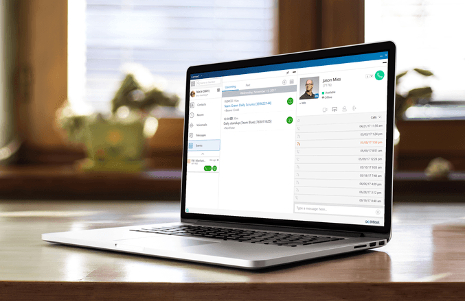 MiVoice Connect's client interface — messaging, contacts, presence, and call history in a single panel.